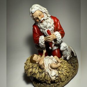 Santa and Baby Jesus Holiday Figurine